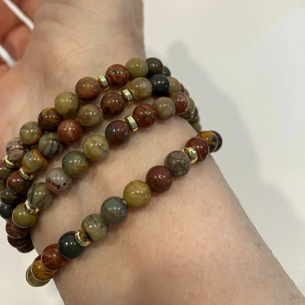 AGATE 6mm Beaded Necklace Bracelet CZ Dangle Pendant Stretch Handmade Brand NEW